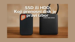 SSD i HDD eksterni diskovi prikazani jedan pored drugog