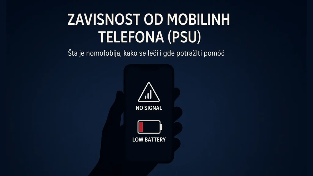 Zavisnost od mobilnih telefona (PSU) i nomofobija – ilustracija telefona bez signala