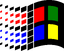 Stilizovan retro logo za Windows 3.1 sa minimalističkim prozorom na jednobojnoj pozadini, u duhu ranih verzija Windows operativnog sistema.