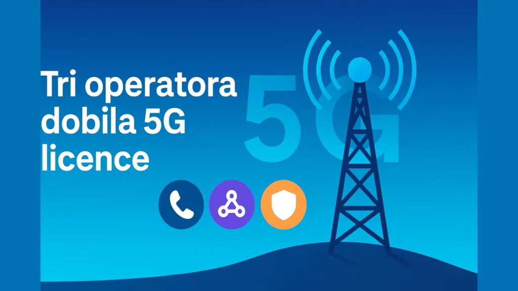 Tri operatora dobila 5G licence – ilustracija bazne stanice i 5G simbola