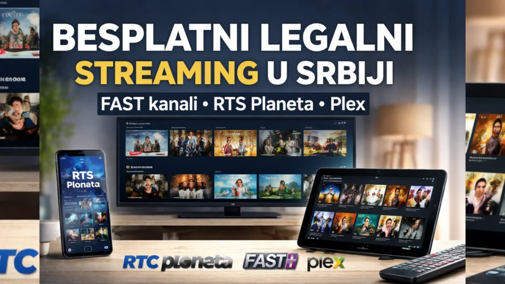 Featured image: besplatni legalni streaming u Srbiji – FAST kanali, RTS Planeta i Plex na TV-u i uređajima.