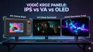 Poređenje monitora IPS vs VA vs OLED panela sa istaknutim prednostima za gaming i dizajn