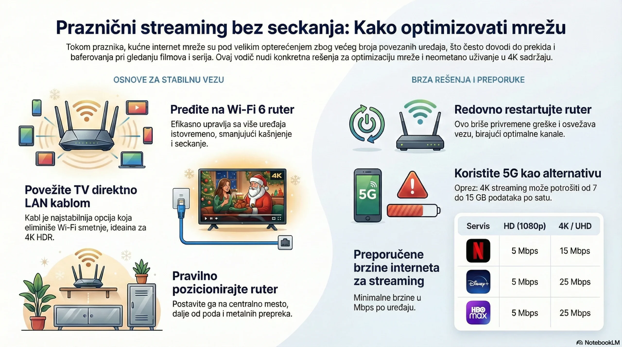 Infografika: Vodič za optimizaciju prazničnog streaminga bez seckanja - TechFokus.rs